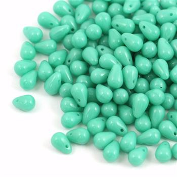 Teardrops Beads Opaque Turquoise Green 6x4mm [20szt]