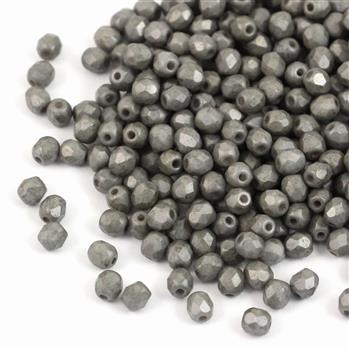 Fire Polish 4mm Chalk White Grey Luster [20szt]