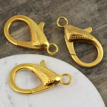 Zapięcie karabińczyk metalowy złoty 30mm