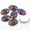 Kaboszon szklany z grafiką kolorowy wir owal 25x18mm