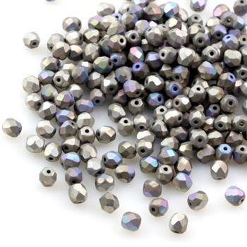 Fire Polish 3mm Crystal Glittery Argentic Matted  [40szt]