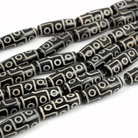 Agat tybetański etno długa oliwka 28x10mm