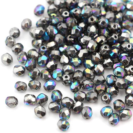 Fire Polish 4mm Crystal Glittery Graphite [20szt]
