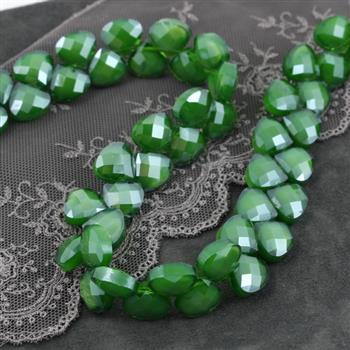 Kryształek szklany łezka fasetowana zielona 13x12mm [4szt]