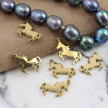 Zawieszka konik stal szlachetna pozłacana PVD 12x10mm