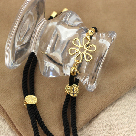 Zapięcie regulowane / przesuwane sznurkowe do bransoletki czarne 10cm ZŁ