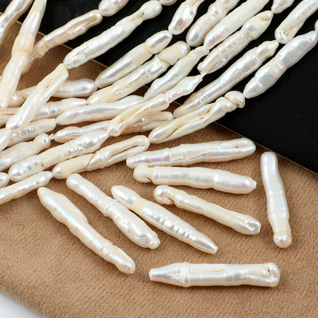 Perła słodkowodna biała pałeczka 30-45mm