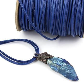 Rzemień skórzany szyty granatowy 2,5x3,5mm [50cm]