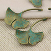 Zawieszka liść miłorząb / ginko mosiądz patynowany 40x31mm