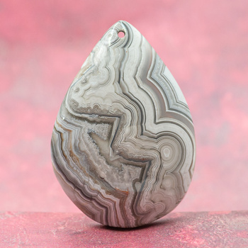 Zawieszka agat koronkowy łezka 46x33mm