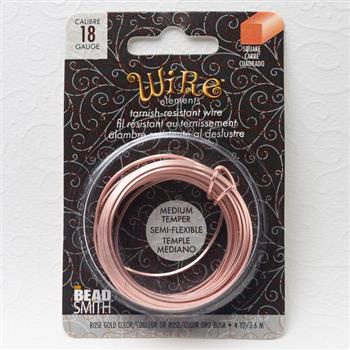 Beadsmith Drut miedziany kwadratowy ROSE GOLD 1mm/3,6m