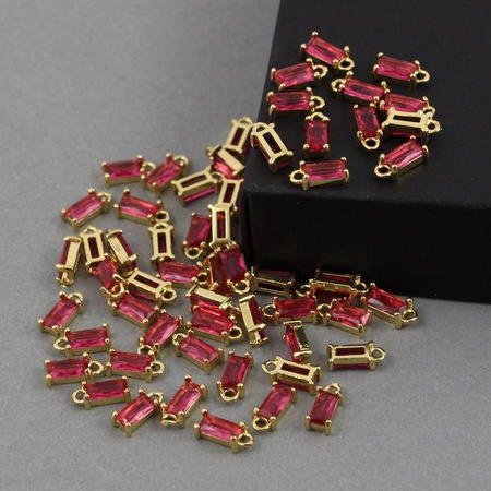 Zawieszka mini w złotej oprawie fuchsia deluxe 8x4mm