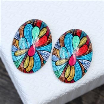 Kaboszon szklany z grafiką owal 25x18mm
