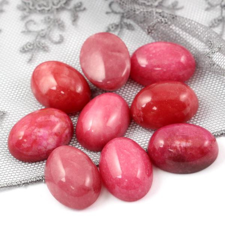 Kaboszon jadeit czerwony owal 20x15mm