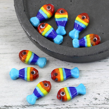 Szklana kolorowa ryba 20x10mm