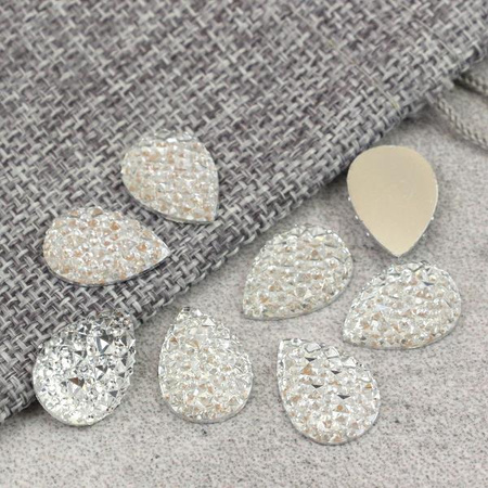 Kaboszon z żywicy druza łezka crystal 18x13mm