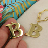 Zawieszka stal szlachetna pozłacana 25mm litera B