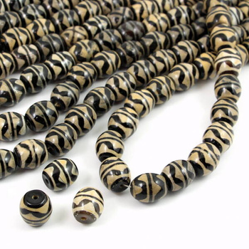 Agat tybetański etno beczka 15x14mm