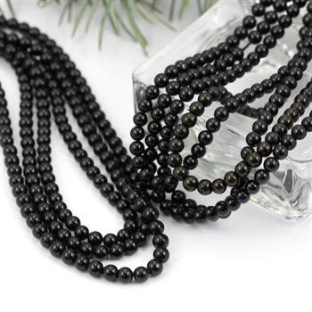 Turmalin czarny kula gładka 4mm [sznur 39cm]