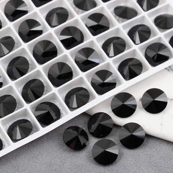 Kaboszon kryształowy rivoli jet 12mm [2szt]