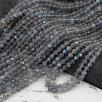 Labradoryt kula fasetowana 4mm [sznur 39cm]