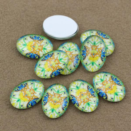 Kaboszon szklany z grafiką owal 18x13mm