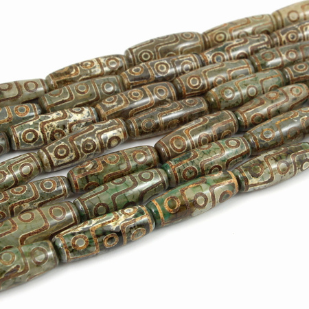 Agat tybetański etno długa oliwka 40x14mm