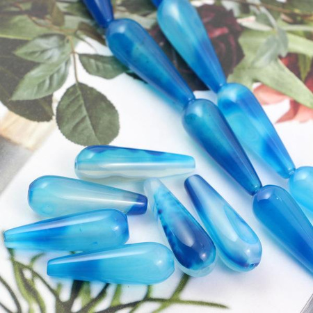 Agat niebieski kropla 30x10mm