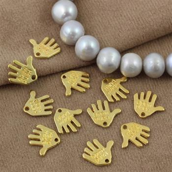 Zawieszka metalowa rączka handmade złota 13x12mm [10szt]