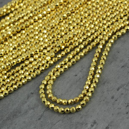 Hematyt kula fasetowana light gold 3mm [sznur 40cm]