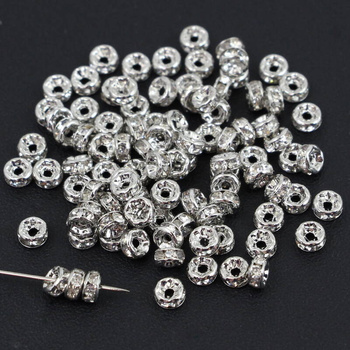 Przekładka oponka z cyrkoniami platinum/crystal 4mm [10szt]