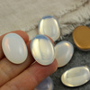 Kaboszon szklany Milky White - Gold Matte Foiled owal 25x18mm