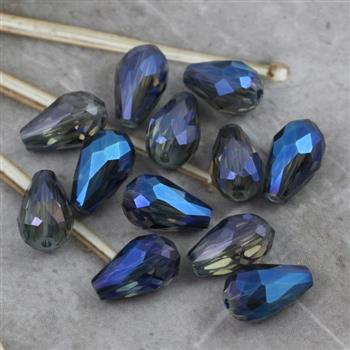 Kryształek szklany kropla fasetowana kobaltowa luster AB 15x10m