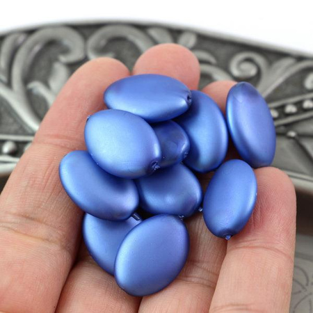 Koralik szklany velvet owal niebieski 20x14mm