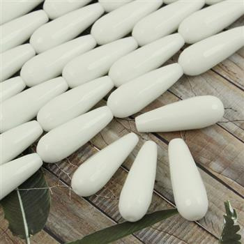 Jadeit kropla fasetowana biała 30x10mm