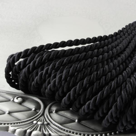 Sznurek skręcany czarny 4mm Pega [1 metr]