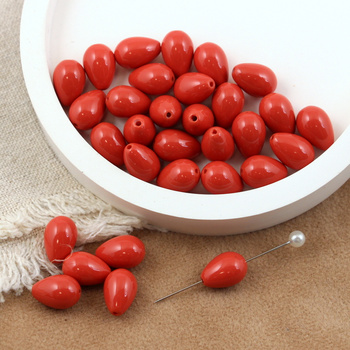 Koralik szklany kropla pomarańczowa 12x8mm