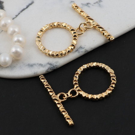 Zapięcie toggle młotkowane mosiądz pozłacany 21mm