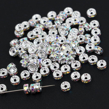 Przekładka oponka z cyrkoniami silver/crystal AB 6mm [10szt]