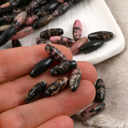 Rodonit oliwka gładka 16x6mm