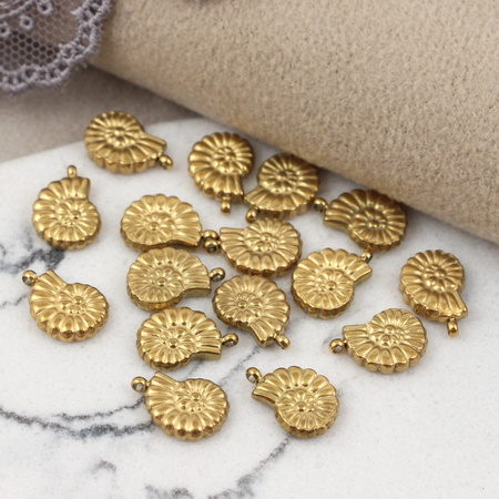 Zawieszka muszla stal szlachetna pozłacana 11x8mm