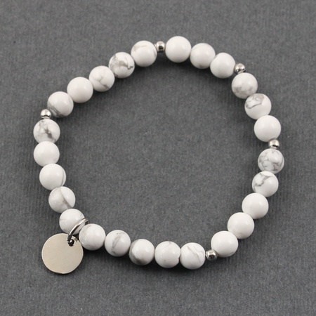 Zestaw do samodzielnego wykonania bransoletek na gumce z HOWLITU BIAŁEGO (kulki 6mm)