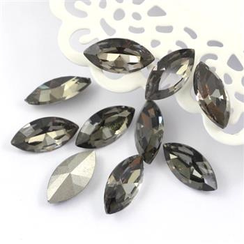 Kaboszon szklany wrzeciono fasetowane black diamond 18x9mm