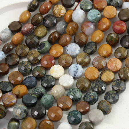 Jaspis oceaniczny moneta fasetowana 10mm