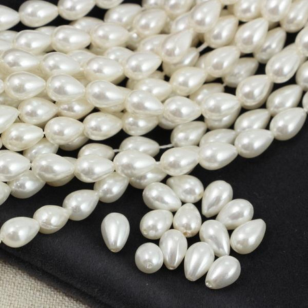 Perła seashell kropla biała 9x6mm [10szt]