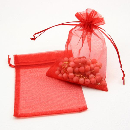 Woreczek z organzy czerwony 15x12cm