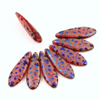Dagger Ruby Blue Flower Pattern Laser 5x16mm [10szt]