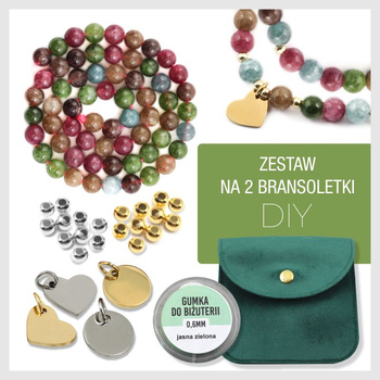 Zestaw do samodzielnego wykonania bransoletek na gumce z JADEITU (kulki 6mm)