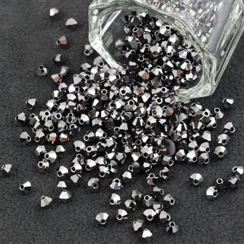 Preciosa Bicone Bead Rondelle Jet Light Hematite Full 3mm [20szt]