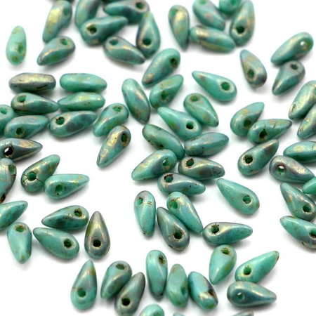 Koraliki Dagger Copper Picasso - Turquoise 2,5x6mm [5g]